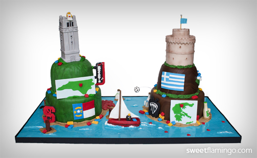 From Greece to North Carolina, USA - Love & Leggos Groom's Cake