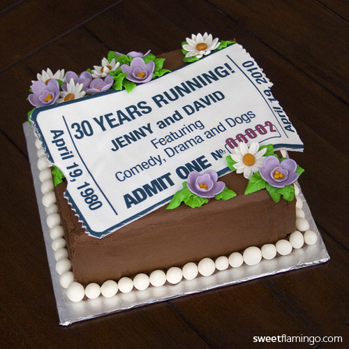 Theater ticket inspired wedding anniversary cake - 2