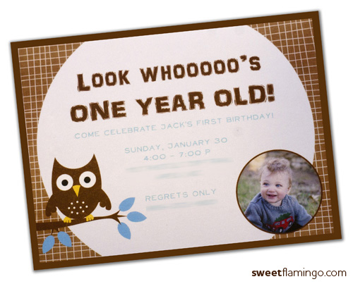 Owl 1st Birthday Invite