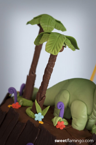 Brontosaurus Birthday Cake - Palm Trees