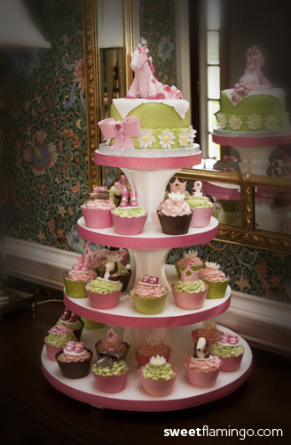 Pink Stuffed Horse with Princess Baby Shower Cupcakes