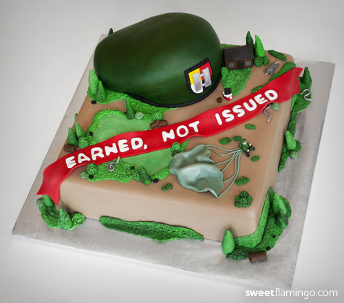 Green Beret Graduation Cake - "Earned, Not Issued"