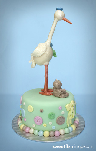 It's a Baby! Cake - Stork, Bear, & Pea Pod - Side View