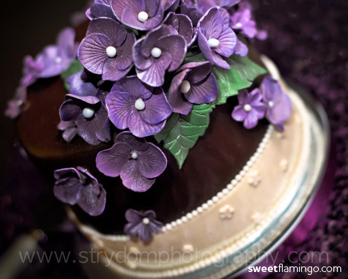 Purple Hydrangea Wedding Cake